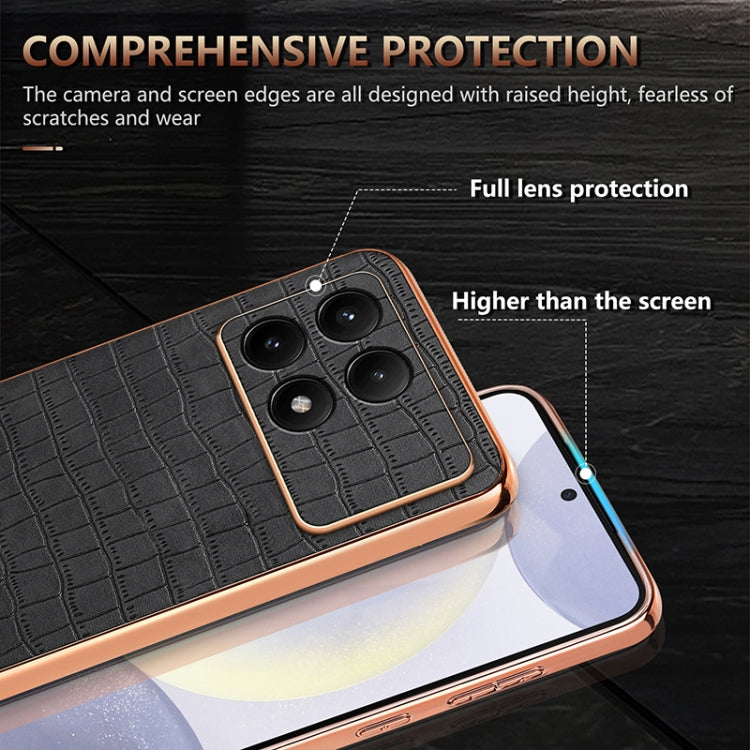 For Redmi K70 / K70 Pro AZNS Electroplated Frame Crocodile Texture Full Coverage Phone Case(Black) - K70 Cases by AZNS | Online Shopping South Africa | PMC Jewellery | Buy Now Pay Later Mobicred