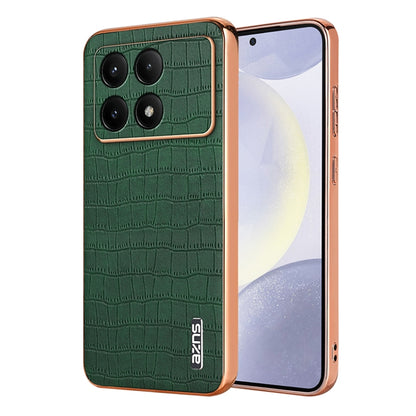 For Redmi K70 / K70 Pro AZNS Electroplated Frame Crocodile Texture Full Coverage Phone Case(Green) - K70 Cases by AZNS | Online Shopping South Africa | PMC Jewellery | Buy Now Pay Later Mobicred