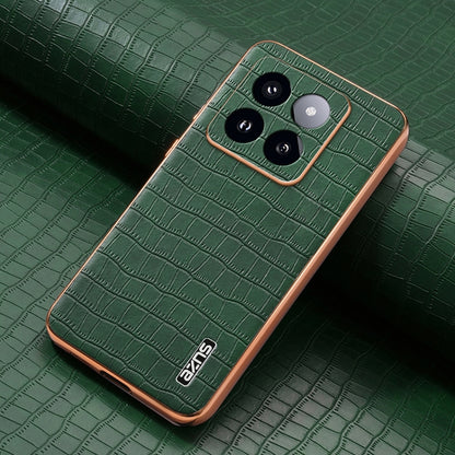 For Xiaomi 14 Pro AZNS Electroplated Frame Crocodile Texture Full Coverage Phone Case(Green) - 14 Pro Cases by AZNS | Online Shopping South Africa | PMC Jewellery | Buy Now Pay Later Mobicred