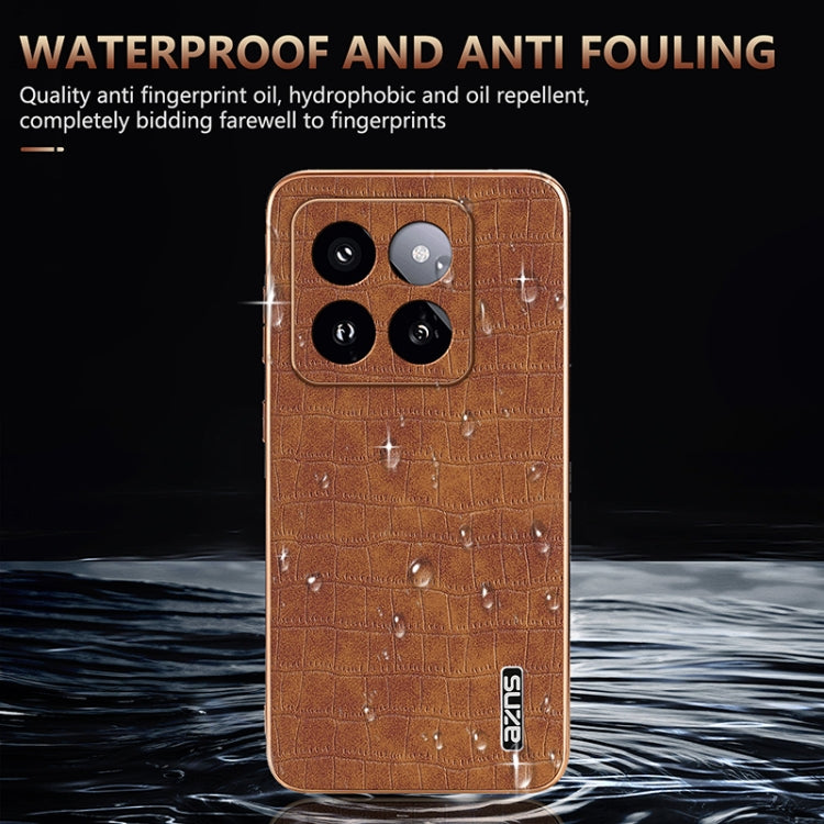 For Xiaomi 14 Pro AZNS Electroplated Frame Crocodile Texture Full Coverage Phone Case(Green) - 14 Pro Cases by AZNS | Online Shopping South Africa | PMC Jewellery | Buy Now Pay Later Mobicred