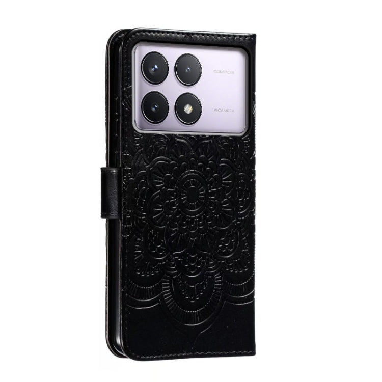 For Xiaomi Redmi K70 Sun Mandala Embossing Pattern Phone Leather Case(Black) - K70 Cases by PMC Jewellery | Online Shopping South Africa | PMC Jewellery | Buy Now Pay Later Mobicred