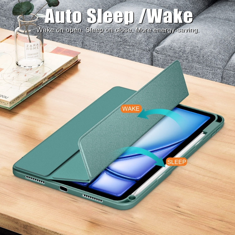 For iPad Air 11 2024 / Pro 11 2022 Acrylic 3-Fold Smart Leather Tablet Case(Deep Green) - iPad Air 11 2025 / 2024 Cases by PMC Jewellery | Online Shopping South Africa | PMC Jewellery | Buy Now Pay Later Mobicred