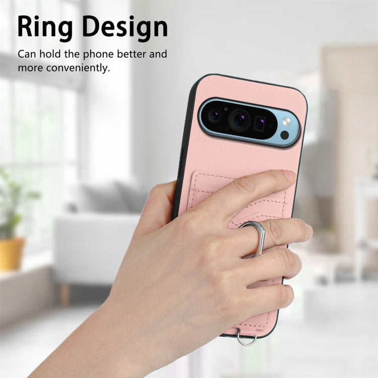 For Google Pixel 9 Pro XL R20 Crossbody Rope Ring Card Holder Phone Case(Pink) - Google Cases by PMC Jewellery | Online Shopping South Africa | PMC Jewellery | Buy Now Pay Later Mobicred