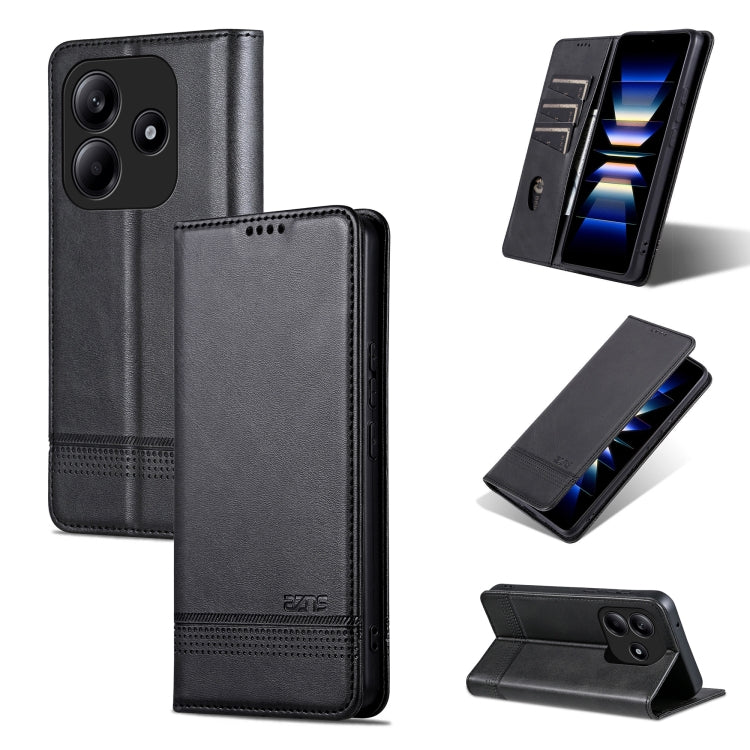 For Redmi Note 14 5G AZNS Magnetic Calf Texture Flip Leather Phone Case(Black) - Note 14 Cases by AZNS | Online Shopping South Africa | PMC Jewellery | Buy Now Pay Later Mobicred