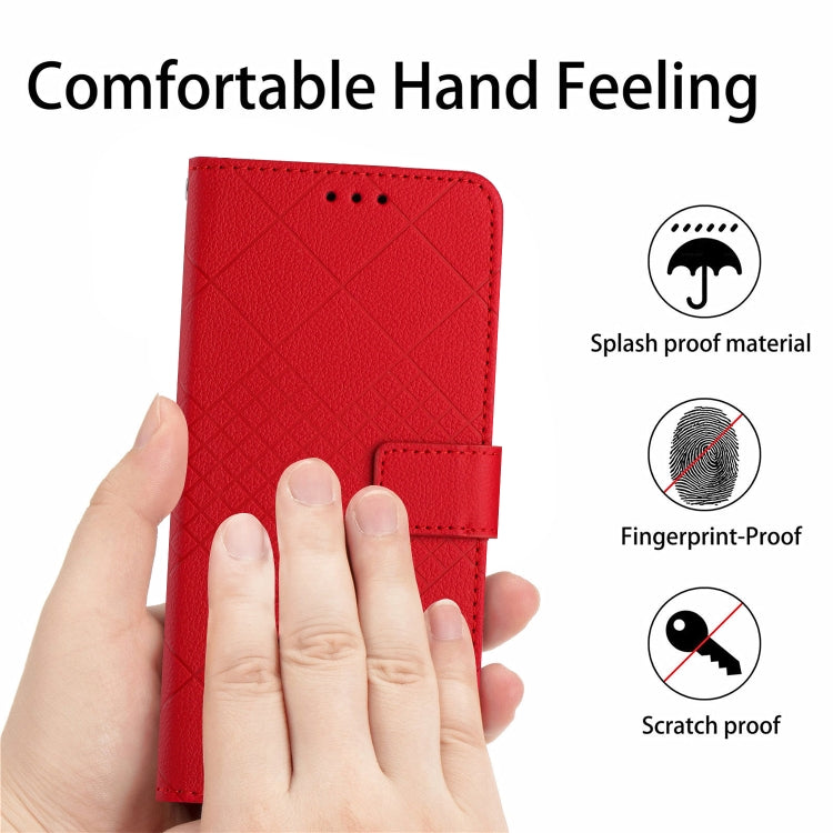 For Samsung Galaxy S25+ 5G Rhombic Grid Texture Leather Phone Case(Red) - Galaxy S25+ 5G Cases by PMC Jewellery | Online Shopping South Africa | PMC Jewellery | Buy Now Pay Later Mobicred