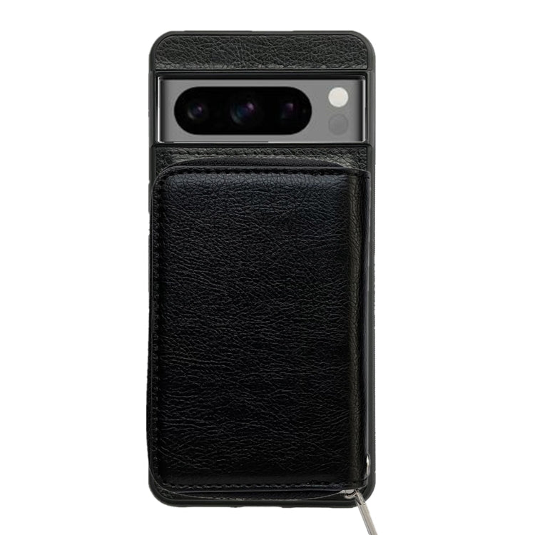 For Google Pixel 7 Pro Solid Color Zipper 11-Card Slots Bag Phone Case with Lanyard(Black) - Google Cases by PMC TechLife | Online Shopping South Africa | PMC TechLife | Buy Now Pay Later Mobicred