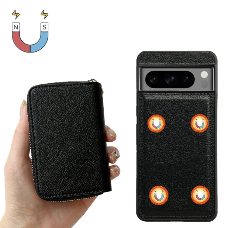 For Google Pixel 7 Pro Solid Color Zipper 11-Card Slots Bag Phone Case with Lanyard(Black) - Google Cases by PMC TechLife | Online Shopping South Africa | PMC TechLife | Buy Now Pay Later Mobicred