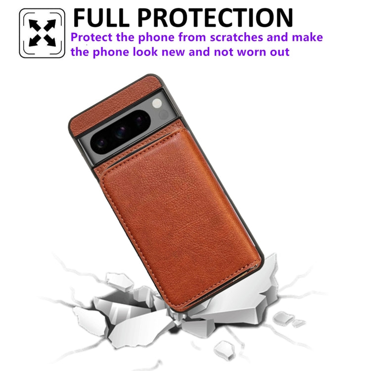 For Google Pixel 7 Pro Solid Color Zipper 11-Card Slots Bag Phone Case with Lanyard(Brown) - Google Cases by PMC TechLife | Online Shopping South Africa | PMC TechLife | Buy Now Pay Later Mobicred