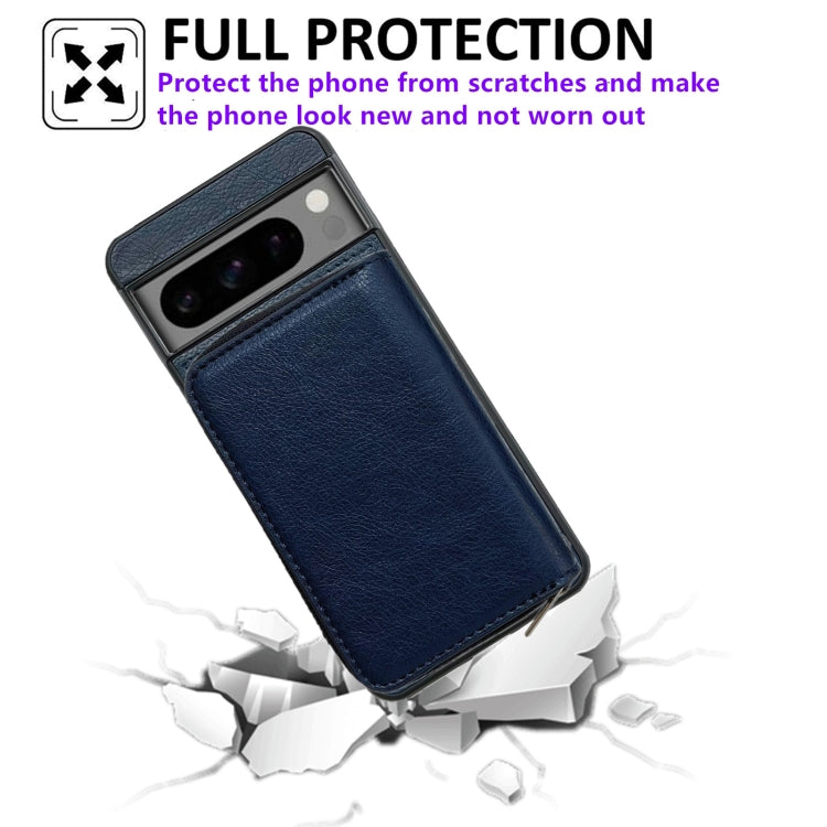 For Google Pixel 6 Solid Color Zipper 11-Card Slots Bag Phone Case with Lanyard(Blue) - Google Cases by PMC TechLife | Online Shopping South Africa | PMC TechLife | Buy Now Pay Later Mobicred