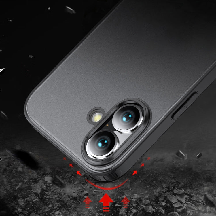 For iPhone 16 Armor Clear TPU Hard PC Phone Case(Matte Black) - iPhone 16 Cases by PMC Jewellery | Online Shopping South Africa | PMC Jewellery | Buy Now Pay Later Mobicred