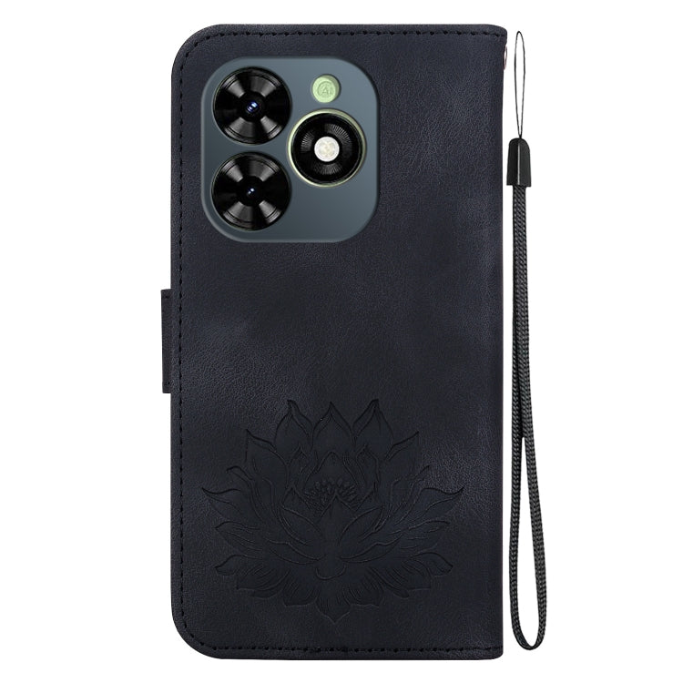 For Tecno Spark G0 2024 / Spark 20 Lotus Embossed Leather Phone Case(Black) - Tecno Cases by PMC Jewellery | Online Shopping South Africa | PMC Jewellery | Buy Now Pay Later Mobicred