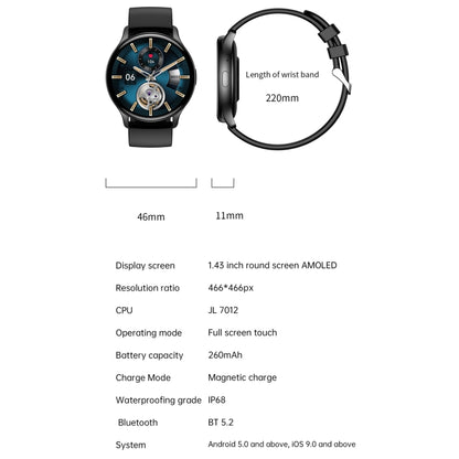 LEMFO HK89 1.43 inch BT5.0 IP67 Sport Smart Watch, Support Bluetooth Call / Message Notification / Heart Rate / Blood Pressure Health Monitor(Silver) - Smart Watches by LEMFO | Online Shopping South Africa | PMC Jewellery | Buy Now Pay Later Mobicred