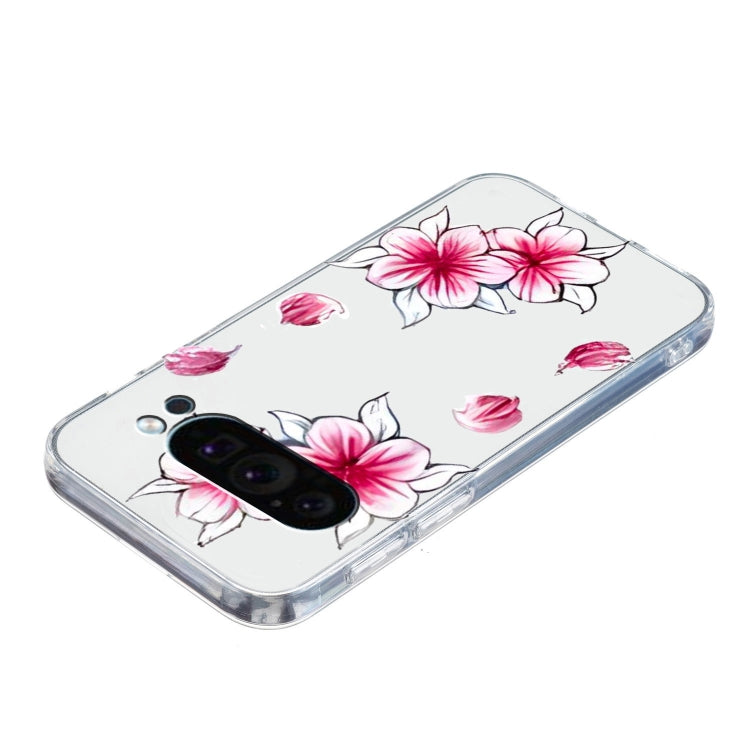 For Google Pixel 9 Colored Drawing Pattern Transparent TPU Phone Case(Sakura) - Google Cases by PMC Jewellery | Online Shopping South Africa | PMC Jewellery | Buy Now Pay Later Mobicred