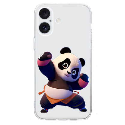 For iPhone 16 Colored Drawing Pattern Transparent TPU Phone Case(Panda) - iPhone 16 Cases by PMC Jewellery | Online Shopping South Africa | PMC Jewellery | Buy Now Pay Later Mobicred