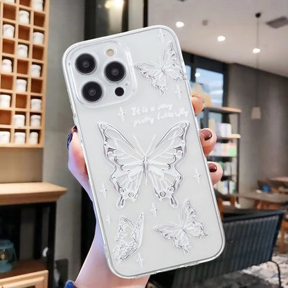 For iPhone 16 Pro Colored Drawing Pattern Transparent TPU Phone Case(Butterflies) - iPhone 16 Pro Cases by PMC Jewellery | Online Shopping South Africa | PMC Jewellery | Buy Now Pay Later Mobicred