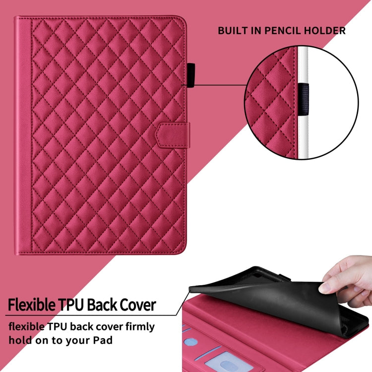 For Lenovo Tab M10 Plus 10.6 3rd Gen Rhombus Lattice Leather Smart Tablet Case(Red) - Lenovo by PMC TechLife | Online Shopping South Africa | PMC TechLife | Buy Now Pay Later Mobicred