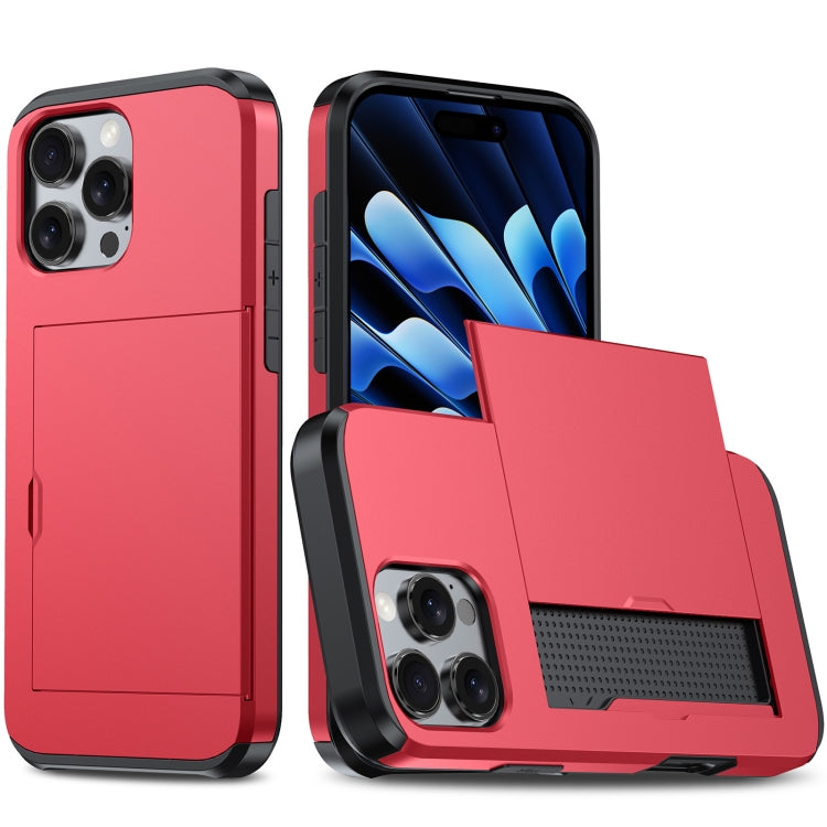 For iPhone 16 Pro Shockproof Armor Phone Case with Card Slot(Red) - iPhone 16 Pro Cases by PMC Jewellery | Online Shopping South Africa | PMC Jewellery | Buy Now Pay Later Mobicred