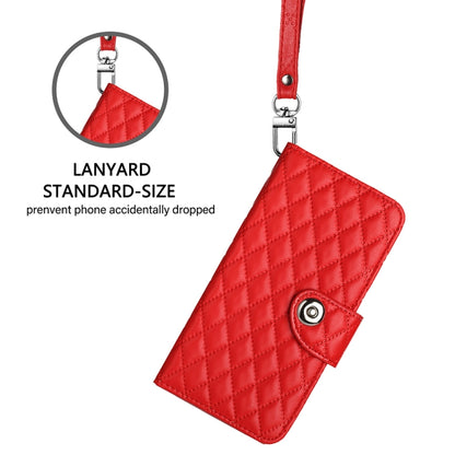 For Blackview Color 8 Rhombic Texture Flip Leather Phone Case with Lanyard(Red) - More Brand by PMC Jewellery | Online Shopping South Africa | PMC Jewellery | Buy Now Pay Later Mobicred
