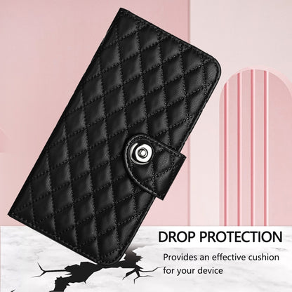For Blackview Shark 8 Rhombic Texture Flip Leather Phone Case with Lanyard(Black) - More Brand by PMC Jewellery | Online Shopping South Africa | PMC Jewellery | Buy Now Pay Later Mobicred