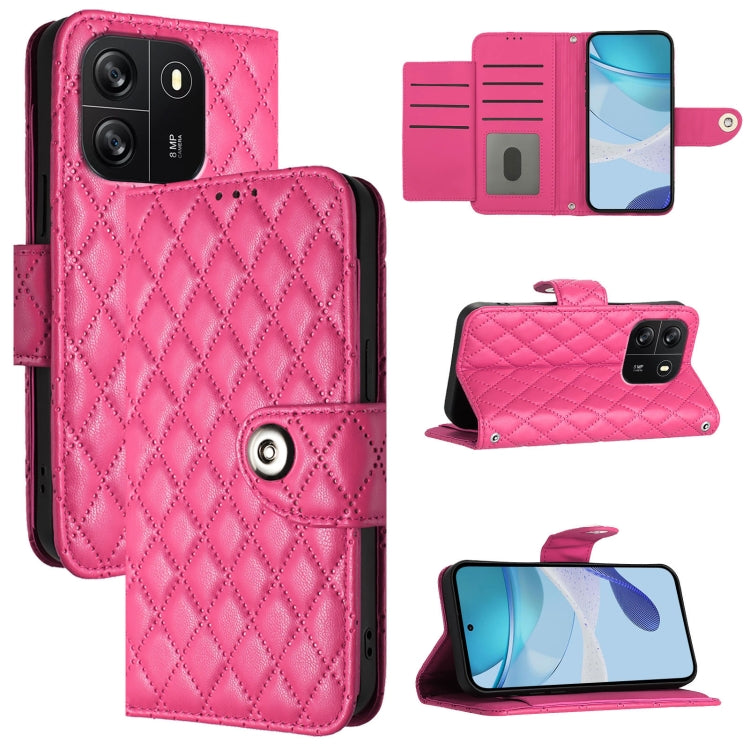 For Blackview Wave 6C Rhombic Texture Flip Leather Phone Case with Lanyard(Rose Red) - More Brand by PMC TechLife | Online Shopping South Africa | PMC TechLife | Buy Now Pay Later Mobicred