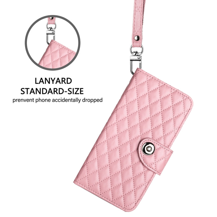 For Ulefone Note 14 Rhombic Texture Flip Leather Phone Case with Lanyard(Pink) - Ulefone Cases by PMC Jewellery | Online Shopping South Africa | PMC Jewellery | Buy Now Pay Later Mobicred