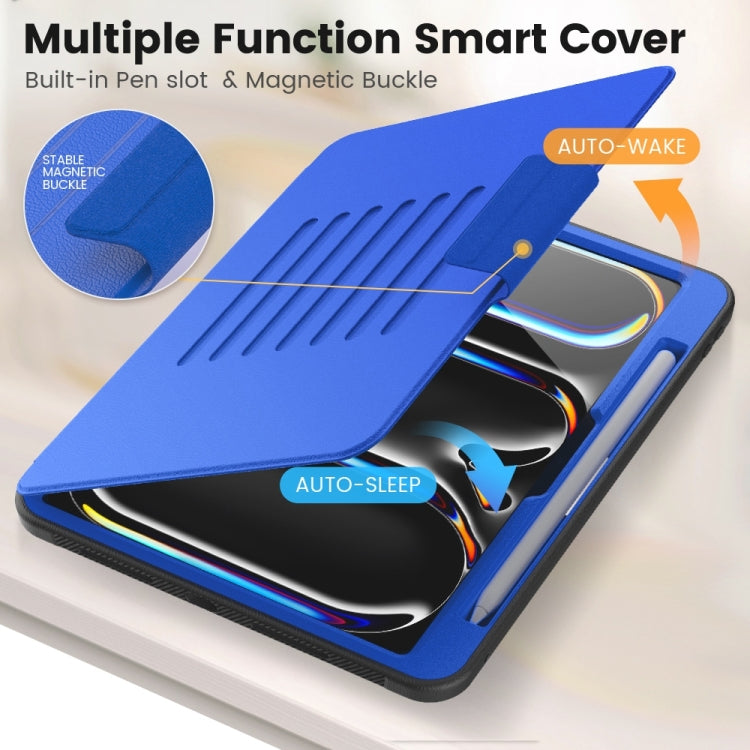 For iPad Pro 11 2024 Smart B Magnetic Holder Leather Tablet Case(Blue) - iPad Pro 11 2024 Cases by PMC TechLife | Online Shopping South Africa | PMC TechLife | Buy Now Pay Later Mobicred