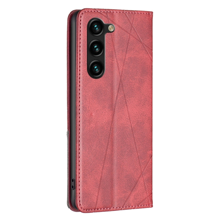 For Samsung Galaxy S25+ 5G Rhombus Texture Magnetic Leather Phone Case(Red) - Galaxy S25+ 5G Cases by PMC Jewellery | Online Shopping South Africa | PMC Jewellery | Buy Now Pay Later Mobicred