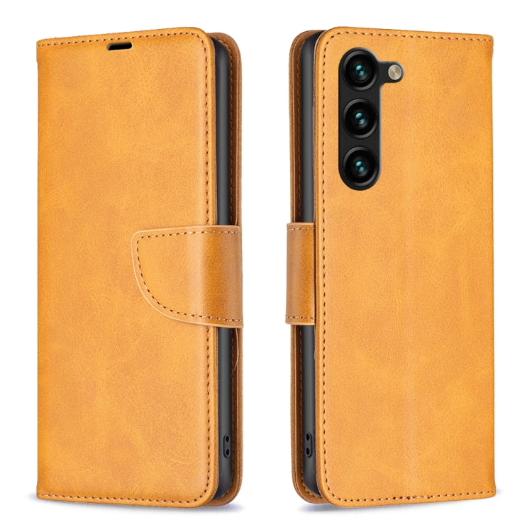 For Samsung Galaxy S25+ 5G Lambskin Texture Pure Color Flip Leather Phone Case(Yellow) - Galaxy S25+ 5G Cases by PMC Jewellery | Online Shopping South Africa | PMC Jewellery | Buy Now Pay Later Mobicred