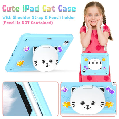 For iPad Pro 11 2024 Cat Holder Silicone Hybrid PC Tablet Case with Strap(Sky Blue) - iPad Pro 11 2024 Cases by PMC Jewellery | Online Shopping South Africa | PMC Jewellery | Buy Now Pay Later Mobicred