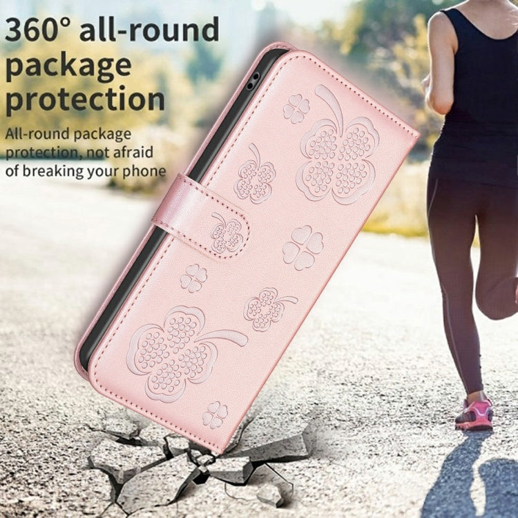 For Samsung Galaxy S25 Ultra 5G Four-leaf Embossed Leather Phone Case(Pink) - Galaxy S25 Ultra 5G Cases by PMC Jewellery | Online Shopping South Africa | PMC Jewellery | Buy Now Pay Later Mobicred