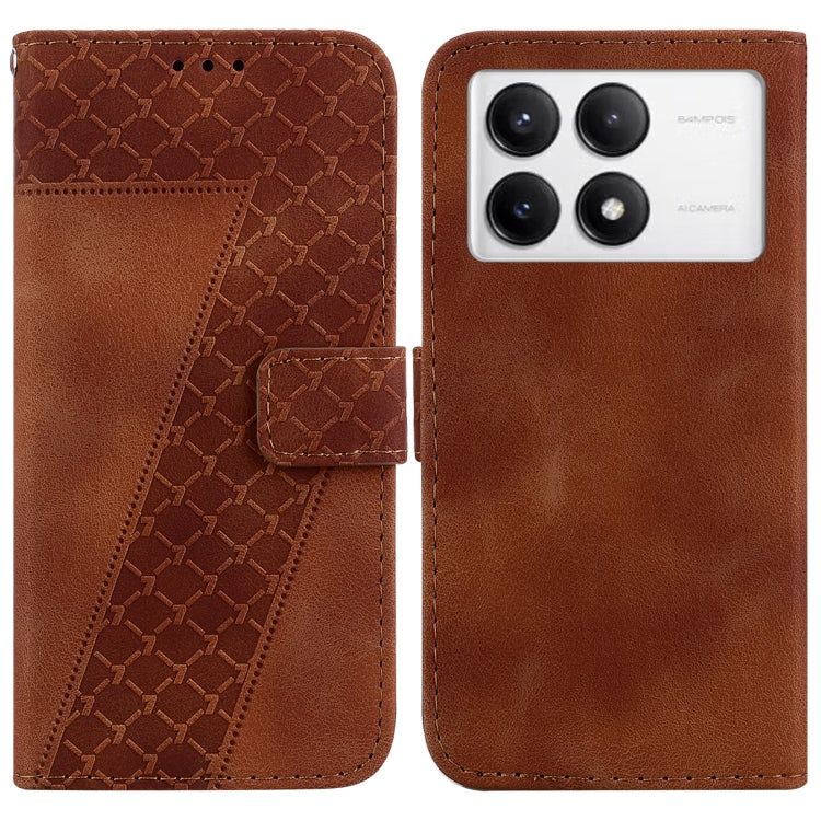 For Xiaomi Redmi K70 / K70 Pro Seven-shaped Embossed Leather Phone Case(Brown) - K70 Cases by PMC Jewellery | Online Shopping South Africa | PMC Jewellery | Buy Now Pay Later Mobicred