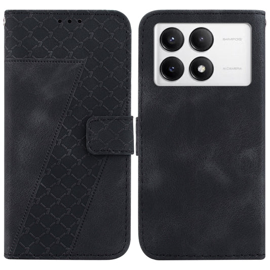 For Xiaomi Redmi K70 / K70 Pro Seven-shaped Embossed Leather Phone Case(Black) - K70 Cases by PMC Jewellery | Online Shopping South Africa | PMC Jewellery | Buy Now Pay Later Mobicred