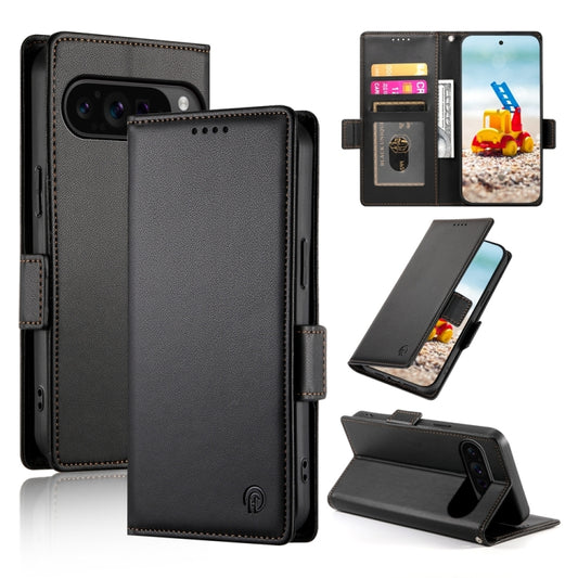 For Google Pixel 9 Pro Side Buckle Magnetic Frosted Leather Phone Case(Black) - Google Cases by PMC Jewellery | Online Shopping South Africa | PMC Jewellery | Buy Now Pay Later Mobicred