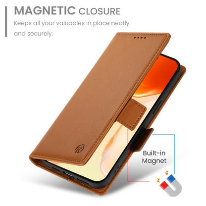 For iPhone 16 Plus Side Buckle Magnetic Frosted Leather Phone Case(Brown) - iPhone 16 Plus Cases by PMC Jewellery | Online Shopping South Africa | PMC Jewellery | Buy Now Pay Later Mobicred