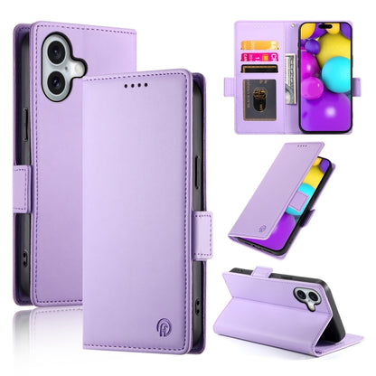 For iPhone 16 Side Buckle Magnetic Frosted Leather Phone Case(Purple) - iPhone 16 Cases by PMC Jewellery | Online Shopping South Africa | PMC Jewellery | Buy Now Pay Later Mobicred