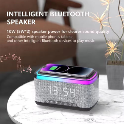 AEC S300 Portable 10W Power Multifunction Bluetooth Speaker Alarm Clock Wireless Charger(Black) - Desktop Speaker by AEC | Online Shopping South Africa | PMC Jewellery | Buy Now Pay Later Mobicred