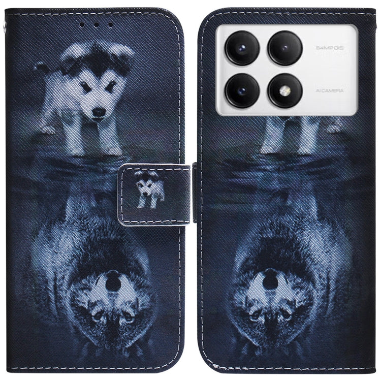 For Xiaomi Redmi K70 Pro / K70 Coloured Drawing Flip Leather Phone Case(Wolf and Dog) - K70 Cases by PMC Jewellery | Online Shopping South Africa | PMC Jewellery | Buy Now Pay Later Mobicred