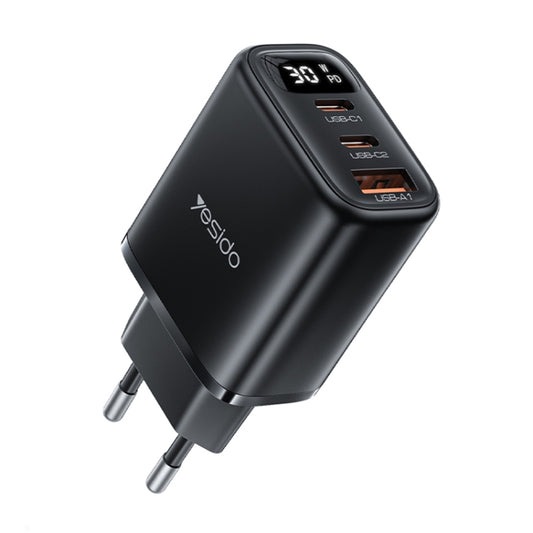 Yesido YC69 30W USB + Dual USB-C / Type-C Digital Display Charger, Specification:EU Plug(Black) - USB Charger by Yesido | Online Shopping South Africa | PMC Jewellery | Buy Now Pay Later Mobicred