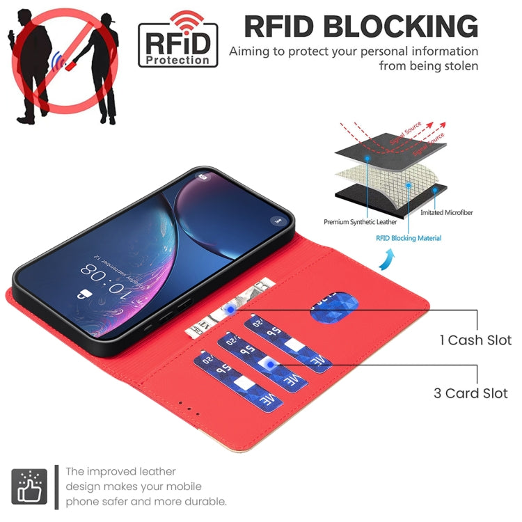 For iPhone 16 Pro Color Matching RFID Anti-theft Leather Phone Case(Red) - iPhone 16 Pro Cases by PMC TechLife | Online Shopping South Africa | PMC TechLife | Buy Now Pay Later Mobicred