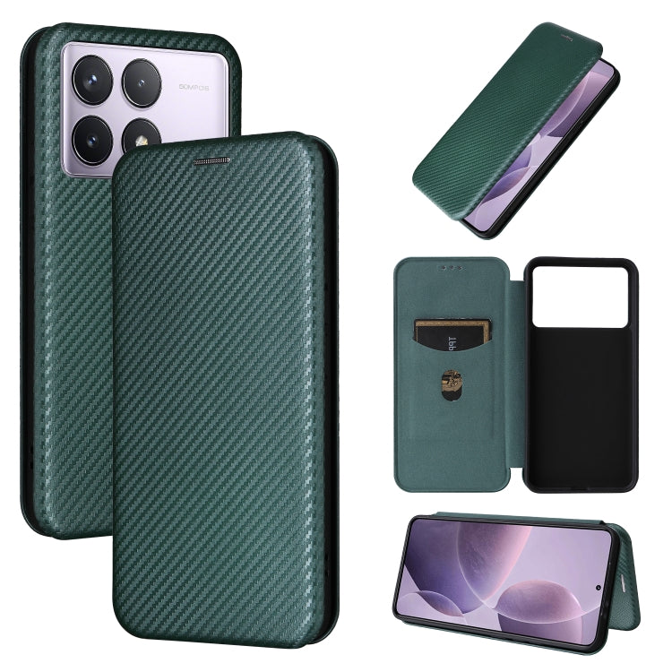 For Redmi K70 Carbon Fiber Texture Flip Leather Phone Case(Green) - K70 Cases by PMC Jewellery | Online Shopping South Africa | PMC Jewellery | Buy Now Pay Later Mobicred