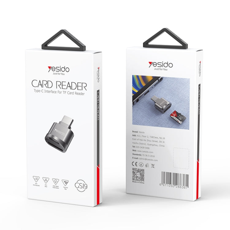 Yesido GS19 USB-C / Type-C to TF Card OTG Mini Card Reader(Black) - U Disk & Card Reader by Yesido | Online Shopping South Africa | PMC Jewellery | Buy Now Pay Later Mobicred