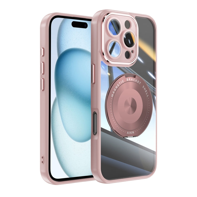 For iPhone 16 Pro 360 Holder Magsafe Acrylic Hybrid TPU Phone Case(Pink) - iPhone 16 Pro Cases by PMC Jewellery | Online Shopping South Africa | PMC Jewellery | Buy Now Pay Later Mobicred