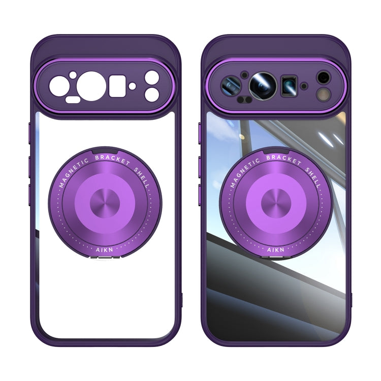 For Google Pixel 9 Pro XL 360 Holder Magsafe Acrylic Hybrid TPU Phone Case(Purple) - Google Cases by PMC Jewellery | Online Shopping South Africa | PMC Jewellery | Buy Now Pay Later Mobicred