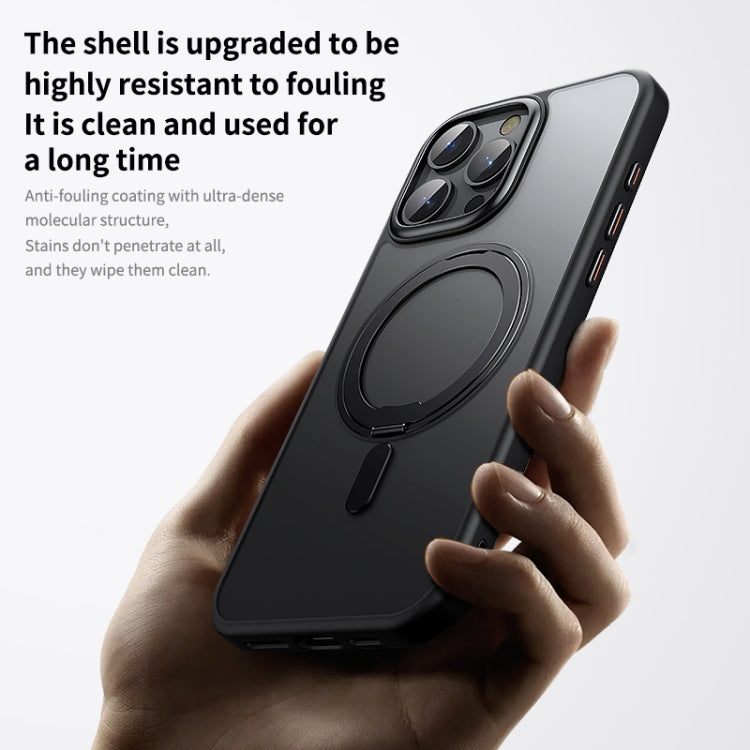 For iPhone 16 Pro Max 360 Rotating MagSafe Magnetic Frosted Phone Case(Black) - iPhone 16 Pro Max Cases by PMC TechLife | Online Shopping South Africa | PMC TechLife | Buy Now Pay Later Mobicred