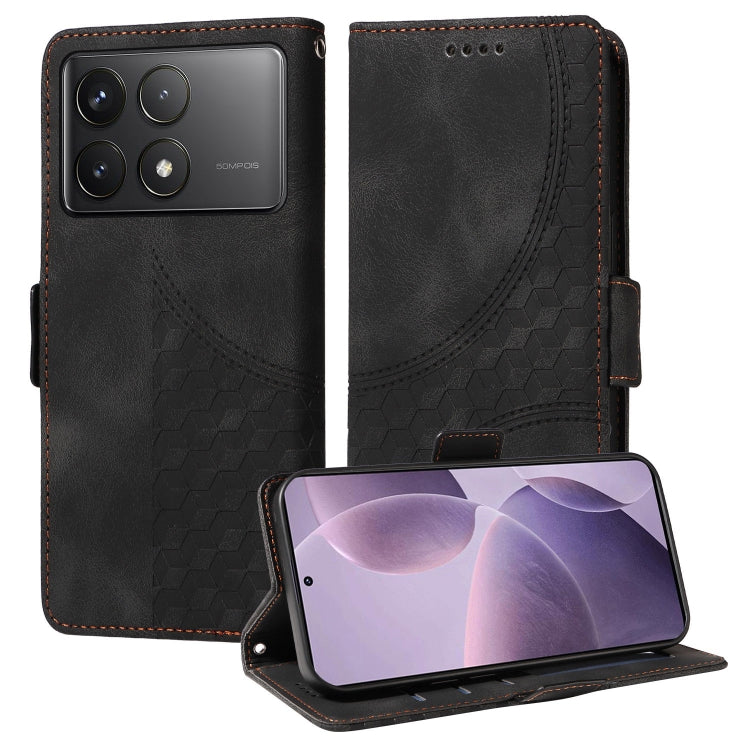 For Redmi K70 / K70 Pro Embossed Rhombus Starry Leather Phone Case(Black) - K70 Pro Cases by PMC Jewellery | Online Shopping South Africa | PMC Jewellery | Buy Now Pay Later Mobicred