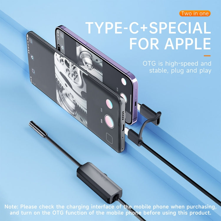 AN112 2 in 1 USB-C / Type-C + 8 Pin Interface 8mm HD Industry Endoscope, Length:1m Hard Tube -  by PMC Jewellery | Online Shopping South Africa | PMC Jewellery | Buy Now Pay Later Mobicred