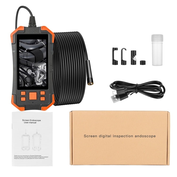 T20 4.3 inch IPS Screen 8mm Single Camera IP67 Waterproof Hard Cable Digital Endoscope, Length:1m(Black Orange) -  by PMC TechLife | Online Shopping South Africa | PMC TechLife | Buy Now Pay Later Mobicred