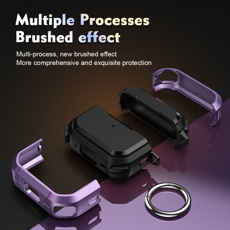 For AirPods Pro / Pro 2 Armor TPU + PC Earbuds Box Protective Case with Metal Buckle(Violet) - For AirPods Pro 2 by PMC Jewellery | Online Shopping South Africa | PMC Jewellery | Buy Now Pay Later Mobicred