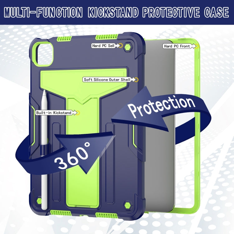 For iPad Pro 11 2024 T Holder Robot Silicone Hybrid PC Tablet Case(Navy Yellow Green) - iPad Pro 11 2024 Cases by PMC Jewellery | Online Shopping South Africa | PMC Jewellery | Buy Now Pay Later Mobicred