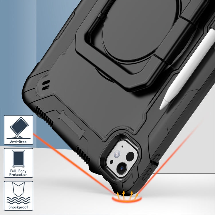 For iPad Pro 11 2024 Handle Grip Holder Silicone Hybrid PC Tablet Case with Strap(Black) - iPad Pro 11 2024 Cases by PMC TechLife | Online Shopping South Africa | PMC TechLife | Buy Now Pay Later Mobicred